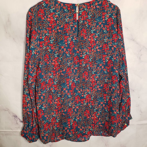 AVA & VIV Floral Pleated Long Sleeve Blouse X - Picture 7 of 10